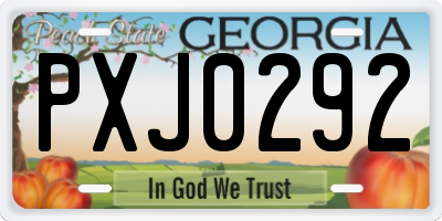 GA license plate PXJ0292