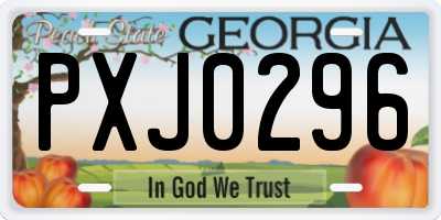 GA license plate PXJ0296