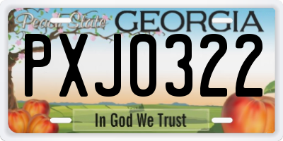 GA license plate PXJ0322