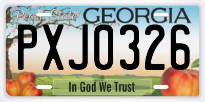 GA license plate PXJ0326