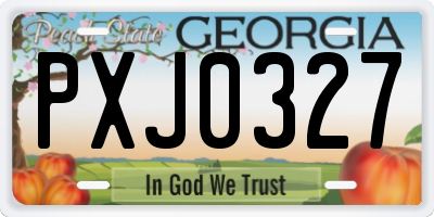 GA license plate PXJ0327