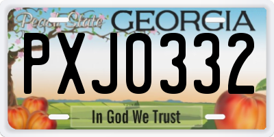 GA license plate PXJ0332