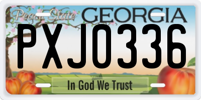 GA license plate PXJ0336