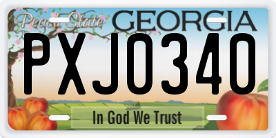 GA license plate PXJ0340
