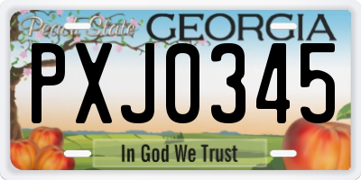 GA license plate PXJ0345