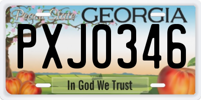 GA license plate PXJ0346