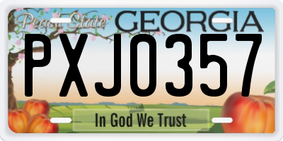 GA license plate PXJ0357