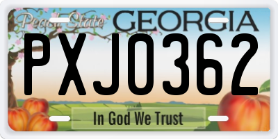 GA license plate PXJ0362