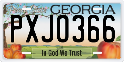GA license plate PXJ0366