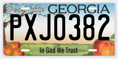 GA license plate PXJ0382