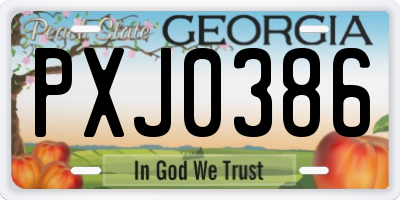 GA license plate PXJ0386
