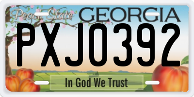 GA license plate PXJ0392