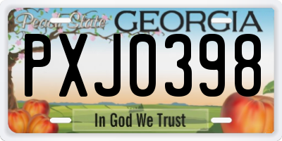 GA license plate PXJ0398