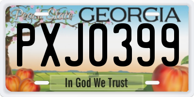 GA license plate PXJ0399