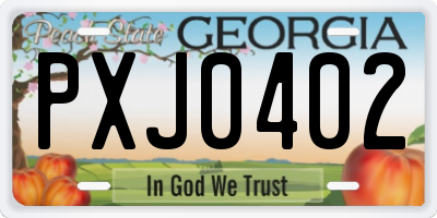 GA license plate PXJ0402