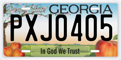 GA license plate PXJ0405