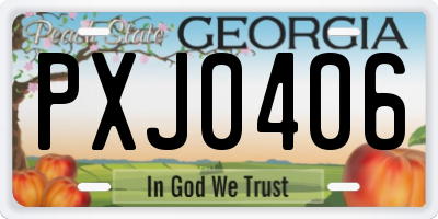 GA license plate PXJ0406
