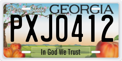 GA license plate PXJ0412