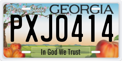 GA license plate PXJ0414