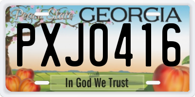 GA license plate PXJ0416
