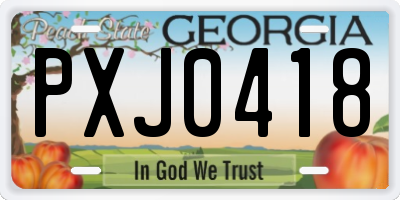 GA license plate PXJ0418