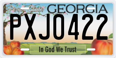 GA license plate PXJ0422
