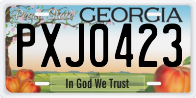 GA license plate PXJ0423