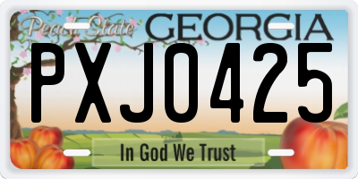 GA license plate PXJ0425