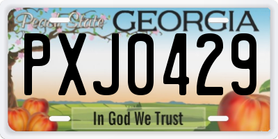 GA license plate PXJ0429