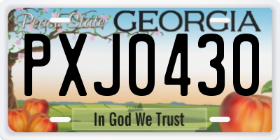 GA license plate PXJ0430