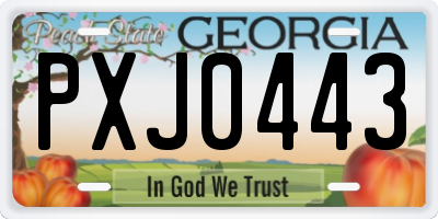 GA license plate PXJ0443