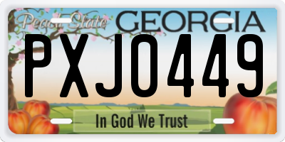 GA license plate PXJ0449