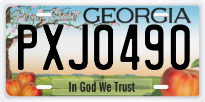 GA license plate PXJ0490