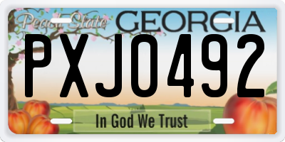 GA license plate PXJ0492