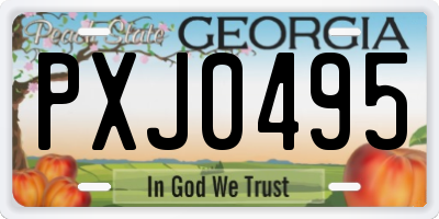GA license plate PXJ0495