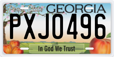 GA license plate PXJ0496