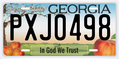 GA license plate PXJ0498