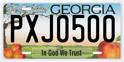GA license plate PXJ0500