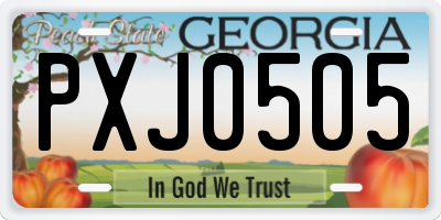 GA license plate PXJ0505