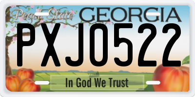 GA license plate PXJ0522