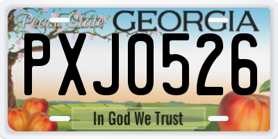 GA license plate PXJ0526