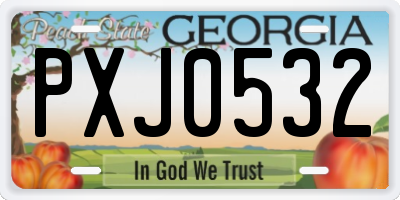 GA license plate PXJ0532