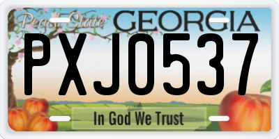 GA license plate PXJ0537