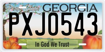 GA license plate PXJ0543