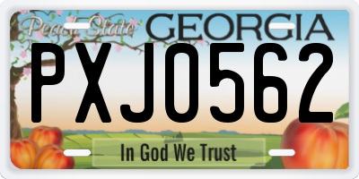 GA license plate PXJ0562