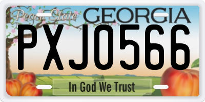 GA license plate PXJ0566