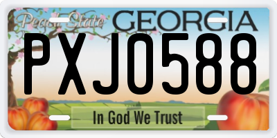 GA license plate PXJ0588