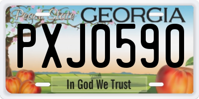 GA license plate PXJ0590