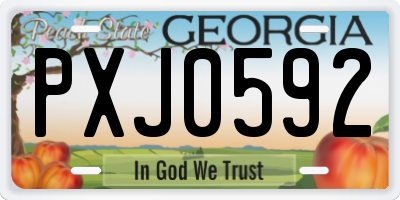 GA license plate PXJ0592