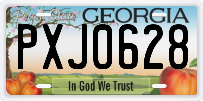 GA license plate PXJ0628